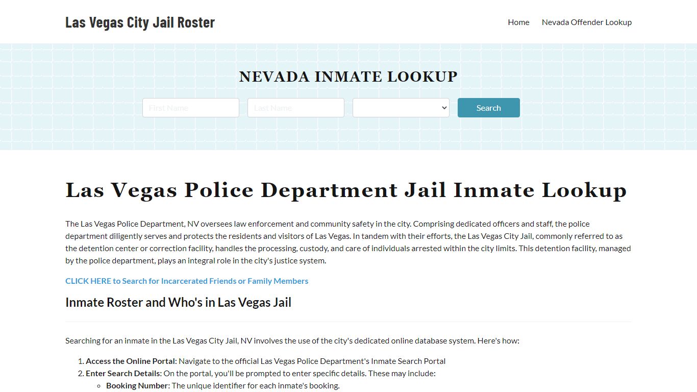 Las Vegas Police Department & City Jail, NV Inmate Roster, Arrests ...